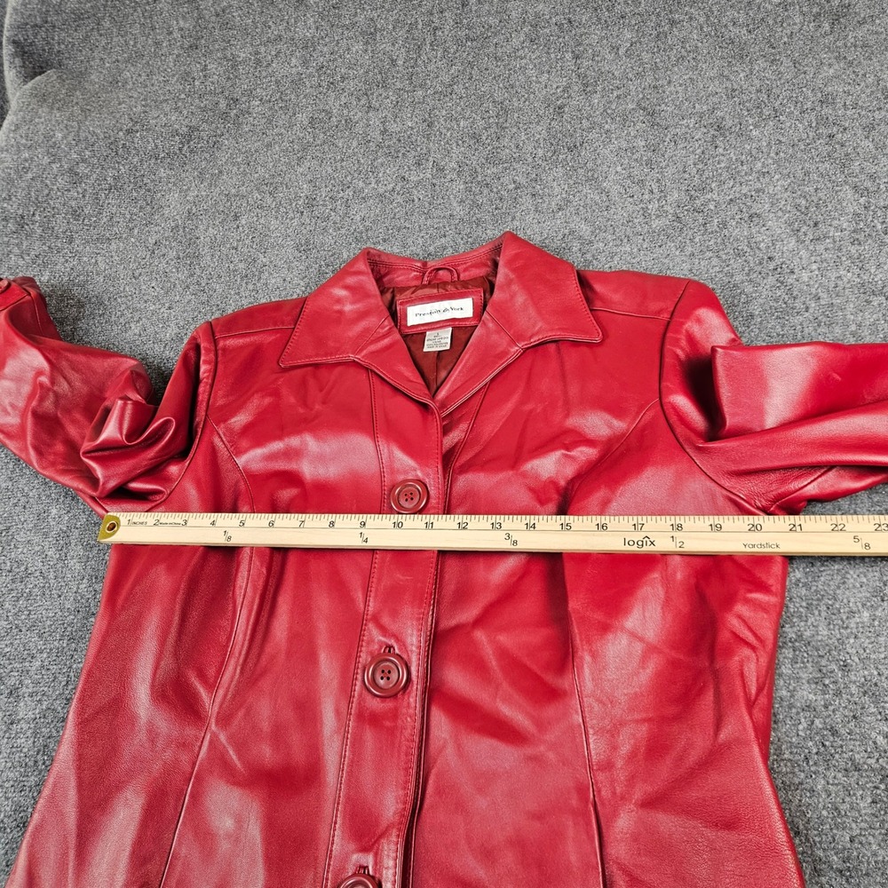 Preston & York Red Genuine Lambskin Leather Jacket Women Size Large Button Front - Picture 5 of 7